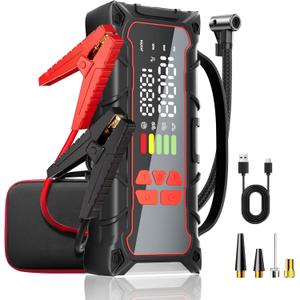 5000A Car Battery Jump Starter with Air Compressor 160PSI, Car Battery Charger 7.0L Gas/6.0L Diesel, Jumper Box for Car Battery with Tire Inflator & Power Bank& Jumper Cables, Father's Day