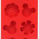 Disney Mickey Mouse and Snowflake Silicone Mold for Kitchen - for Candy, Chocolates, Ice Cubes and More (Light Red)