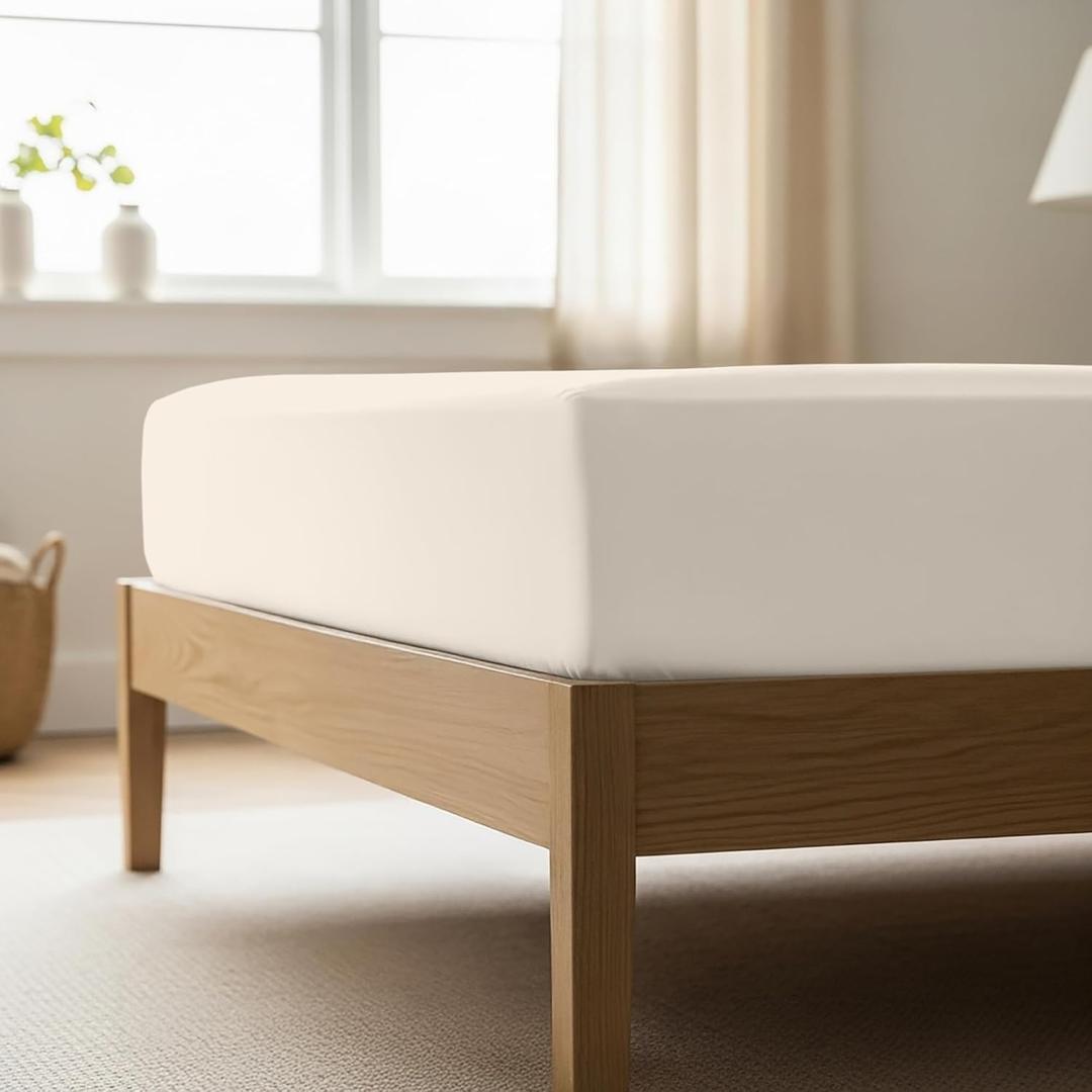 Mellanni King Fitted Sheet - Iconic Collection Bedding Sheets with up to 16 inch Deep Pocket - Soft & Cooling - Fade & Stain Resistant - 1 PC (King, Golden Ivory)