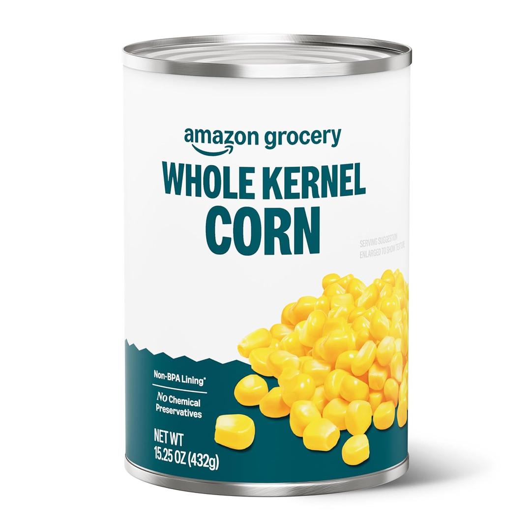 Amazon Grocery, Canned Whole Kernel Corn, 15.25 Oz (BBD 04/01/2028