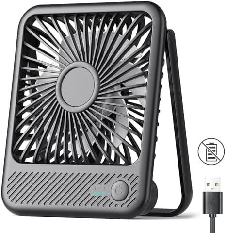 Koonie USB Desk Fan, Strong Wind Ultra Quiet Small Personal Fan with 180° Tilt Folding and 3 Speeds Adjustable, USB-C Corded Powered Mini USB Fan for Office Desktop Bedroom, NO BATTERY