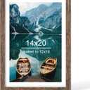 Hongkee 14x20 Picture Frame, Rustic Brown Wood Style - Display Posters 12 x 18 with Mat or 14x20 without Mat, Wall Mounting Horizontal and Vertical, 1 Pack