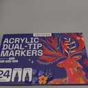 ARTISTRO 24 Dual Tip Acrylic Paint Markers - Art Painting Kit Easy for All Ages & Levels Acrylic Paint Pens for Fabric, Rocks, Paper, Wood, Canvas, Glass, DIY (Dual Tip Brush + Fine)