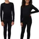 32 Degrees Heat Kids Lightweight Thermal Set  Warm Base Layer Top & Bottom for Cold Weather (X-Small, Black)