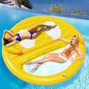 Inflatable Tanning Pool Lounger Float,Lake Floats for Adults - 71" X 71" Large Pool Floats with Headrest and Cup Holder Sunbathing Pool Lounge Raft Floatie Toys Water Filled Bed Mat Pad﻿