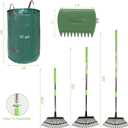 JOYHALO 65 Inch Rake for Leaves, 25 Tines Metal Leaf Rake Set with 32 Gallon Leaf Bags Scoops, Garden Rakes 18in Wide, Rakes for Gardening Lawns Yard Outdoor Camping Shrub Grass Bush