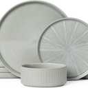 Dinnerware Sets for 4, Ceramic Plates and Bowls Set 12 Piece Dinnerware Chip Resistant Stoneware, Dishwasher and Microwave Safe-Green