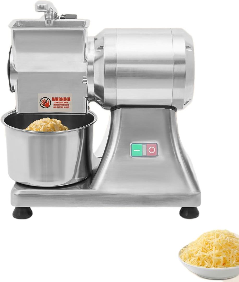 Commercial Electric Cheese Grater 550W | 88Lbs/Hour Heavy Duty Cheese Shredder with Safety Shield & Bucket for Hard Cheese & Nuts
