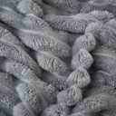 Grey Fleece Throw Blanket 50”×60” for Couch Sofa Bed,Super Soft Cozy Plush Microfiber Flannel Blanket with Stripes Design Lightweight for Adults,Woman,Girls