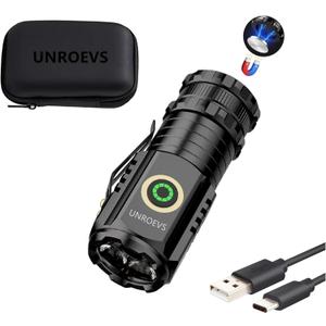 UNROEVS Mini Flashlight 2550 Lumens Rechargeable USB C Charging, Small EDC Flashlight 5 Modes, Pocket Light with Clip, Magnetic Flashlight for Outdoor,Gifts for Home,Camping, Hiking,Emergency