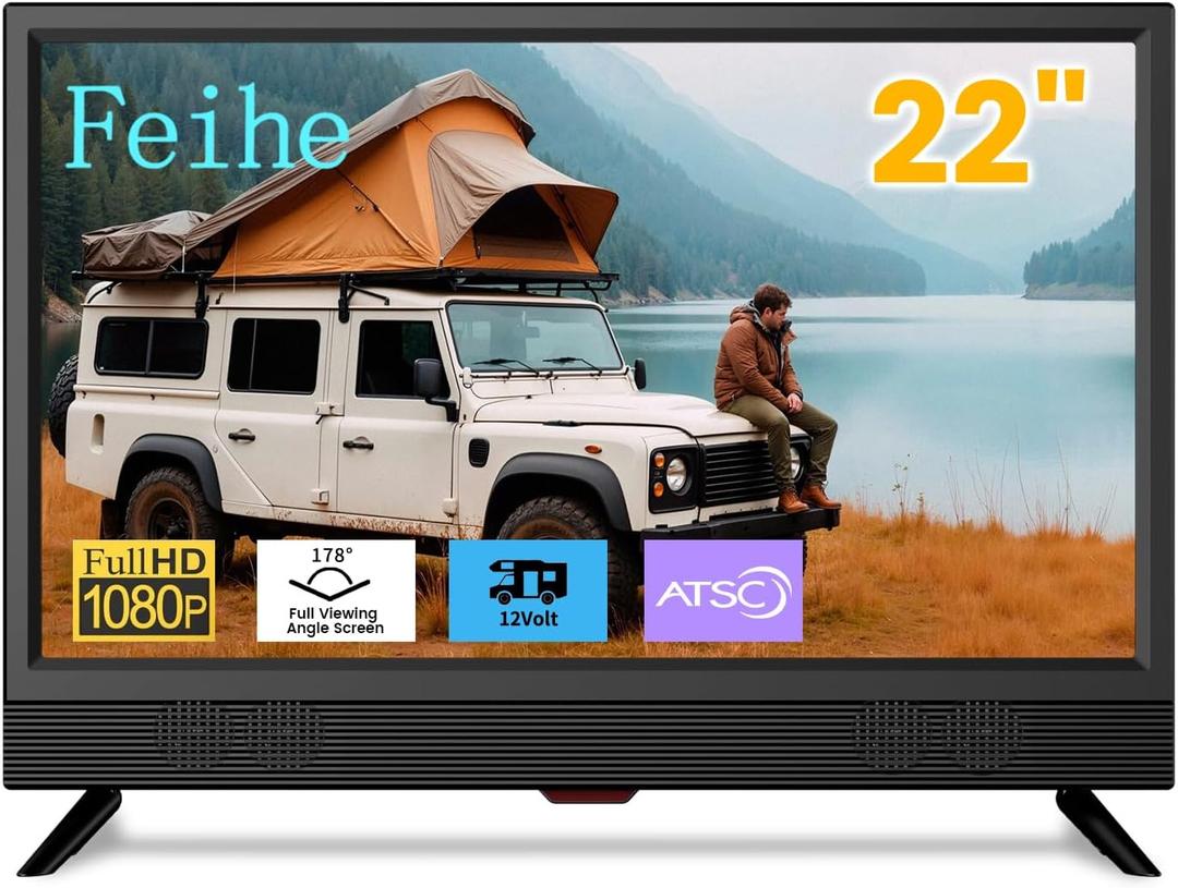 22 Inch TV,1080p LED Widescreen HDTV with Digital ATSC Tuners, Flat Screen TV with HDMI/VGA/RCA/USB for Kitchen, RV, Bedroom, Caravan(NO Smart TV)-New Model