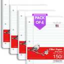 WritePads Wide Ruled Loose Leaf Paper 600 Sheets, 4 Pack Bulk Notebook Paper, 8"x10.5" 3 Hole Punched Binder Fitter Paper, Fits Standard 3-Ring Binders, Ink Bleed Resistant, Made in USA