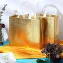 Eccliy 60 Pcs Reusable Gift Tote Bags Housekeeping Appreation Grocery Shopping Bag with Handles for Bridesmaid Wedding(Gold)