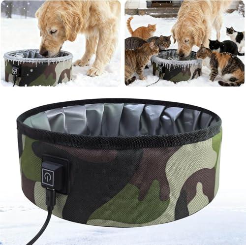 3L Heated Water Bowl for Pets -USB Powered, Foldable, Waterproof for Dogs, Cats, Squirrels, Rabbits, Chickens, and Bird - 3L Capacity – Winter Outdoor Use – Keeps Water from Freezing in Snowy Weather