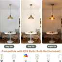 Pendant Lights Kitchen Island 2 Pack 9.84 Vintage Pendant Lighting Textured Glass Shade Small Hanging Lights Fixture Single Farmhouse Chandelier for Dining Room Bedroom Bar, Adjustable Height (gold and wood)