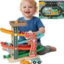 Montessori Toys for 1 Year Old Boy, Toddler Toys 1-2, First Birthday Gifts for Boys, Dinosaur Themed Toy Vehicle Set