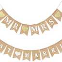 2 Pieces Mr and Mrs Banner Just Married Banner Bridal Shower Rustic Bunting Garland for Wedding Party