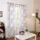 BGment Linen Curtains for Living Room 84 Inch Length 2 Panels Set Floral Leaf Patterns, Light Filtering Privacy Window Curtains for Bedroom Boho Farmhouse Vintage, Each 42 Inch Wide, Navy