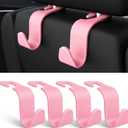 Amooca Universal Car Headrest Hooks, Car Organizer Hanger Storage Hooks for Bag Purse Cloth Grocery (Pink Set of 4)