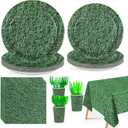170Pcs Plastic Fake Green Grass Decorations, Serves 24