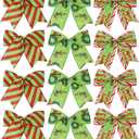 12 Pcs Christmas Bows,6 Inch Large Red Green Christmas Wreaths Bows for Tree Gift Wrapping Garland,Holiday Decorations Party Crafts Tree Ribbon Ornaments