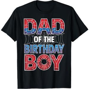 Spider Web Birthday Party Dad of The Birthday Boy T-Shirt, 2XL 