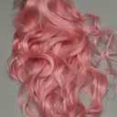 Long Pink Wavy Wig Middle Part for Women 26 Inch Light Pink Curly Wavy Wigs Natural Looking Synthetic Heat Resistant Fiber Wig for Daily Party Use