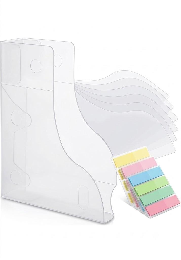 Document Clear Plastic Folder Copy Safe Project Pocket L-Type US Letter Size A4 Paper Sleeves Folders in Transparent with Index Tabs