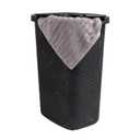 Mind Reader 60L Slim Laundry Hamper, Clothes Basket, Lid, Wicker Design, Plastic, 17.65"L x 13.75"W x 24.15"H, Black