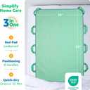 Improvia Positioning Bed Pad, with 8 Reinforced Handles, Quick-Drying, Washable, Waterproof, for Lifting, Turning, Transfering, Elderly and Incontinence Patients (Green, Pack of 2)