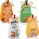Jetec 4 Pcs Thanksgiving Fall Decorations for Home Thanksgiving Sign Fall Decor Wooden Pumpkin Table Sign Farmhouse Block for Harvest Autumn Tiered Tray Mantel Home Office Decor