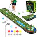 Upgraded Golf Putting Mat for Kids, 7.8 Ft Putting Green with LED Light up Holes, Glowing Balls, 2 Clubs, Toy Golf Game Set, Golfing Mats Indoor Outdoor, Sport Golf Gift for Kids Teens Family