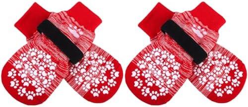 EXPAWLORER Anti Slip Dog Socks to Prevent Licking Paws, Dog Shoes for Hot Pavement, Dog Booties for Small Medium Large Senior Dogs, Traction Control Dog Boots & Paw Protectors for Hardwood Floors-Red (Extra Small)