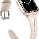Wearlizer Starlight Leather Compatible with Apple Watch Bands 38/40/41/42mm for iWatch SE Women's Men's Special Straps Triangle Hole Sport Replacement for iWatch Series 11 10 9 8 7 6 5 4 3 SE/Ultra 3