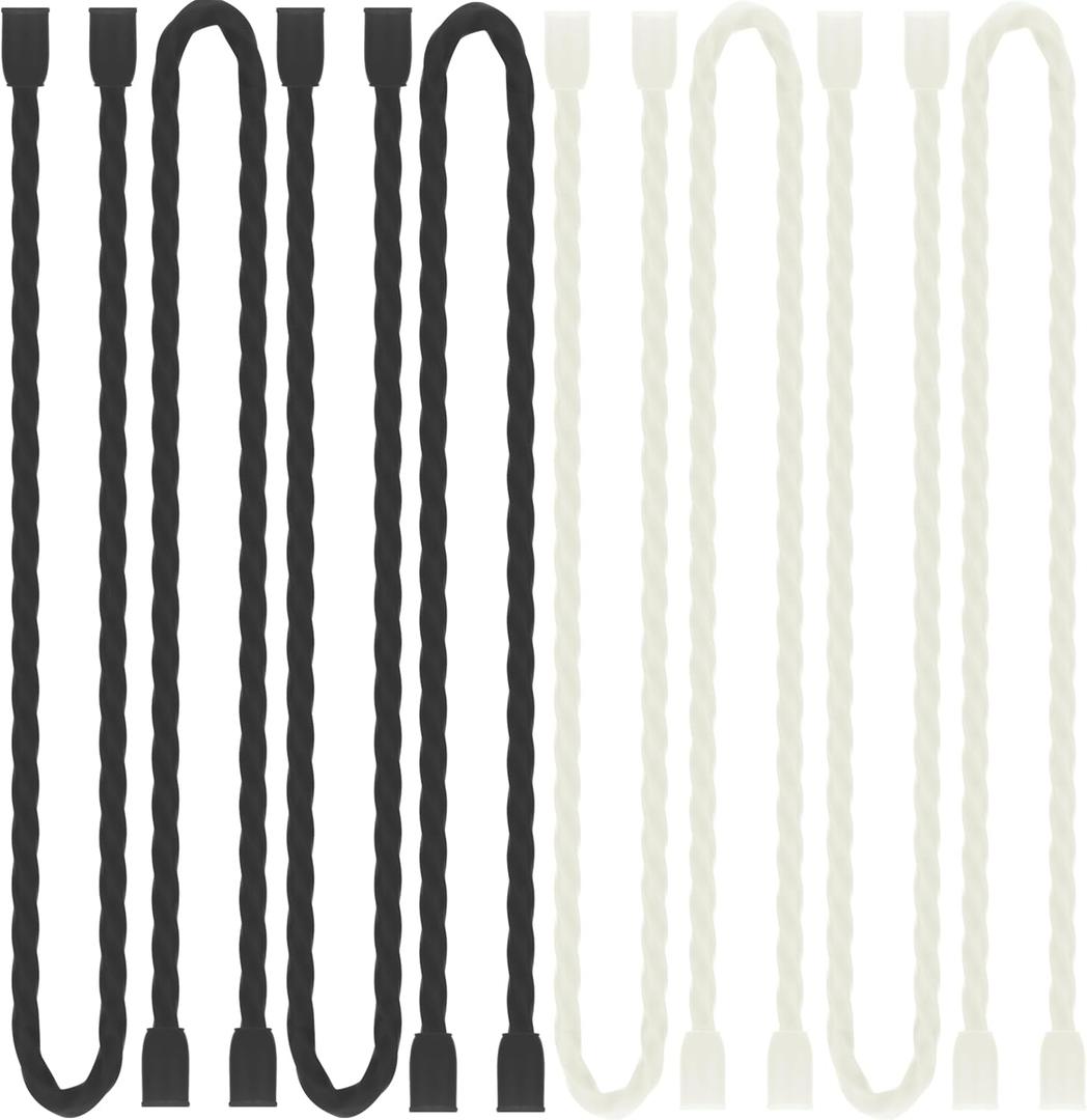 8pcs 12Inch Silicone Cable Ties Reusable Steel-Core Silicone Twist Cable Tie Straps for Bundling and Organizing Colorful Bendable Holder Strap for Indoor and Out All Purpose (Black,White)