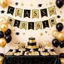 Yancan Graduation Banner Party Decorations, Black and Gold Class of 2026 Grad Garland for College High School Decor