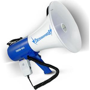 THUN450 1200 Yard Sound Range 35 Watt Portable PA Bullhorn Megaphone Speaker with 3 Megaphone Modes, Loud Blue Hand Held Bull Horn/Mega Phone, Electric Megahorn