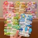 SAOROPEB 56 Pcs Hair Clips for Girls Toddler Hair Clips Cute Hair Accessories for Kids Candy Color Cartoon Design for Little Girls - Green Blue Yellow Pink