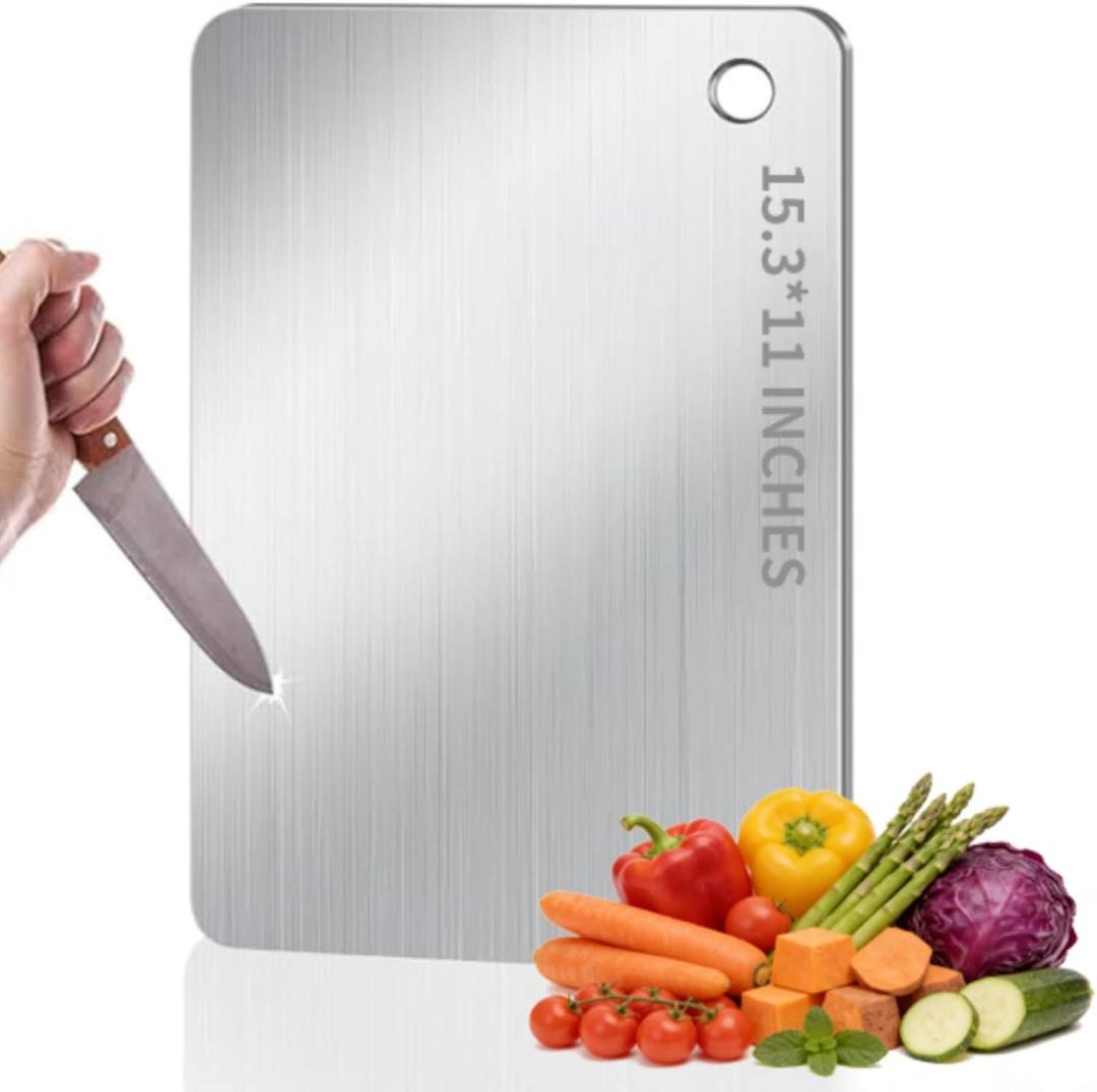 Titanium Cutting Board - 2026 New 100% Pure Titanium Cutting Boards, Food-Grade,Non-Slip Surface, Dishwasher Safe, Elegant Serving Tray, for Charcuterie, Meat, Vegetables, Easy Clean, 15.3"x11"