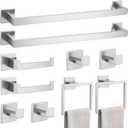 10-Piece Bathroom Hardware Accessories Set-Brushed Nickel Towel Bar, Holder & Racks-SUS304 Stainless Steel-Wall Mounted,23.6-Inch