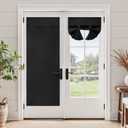 HOMEIDEAS 100% Linen Blackout French Door Curtains, Privacy Door Window Curtains, 26 X 68 Inch Room Darkening Blinds, Thermal Insulated Shades for Bedroom, 1 Panel, Black