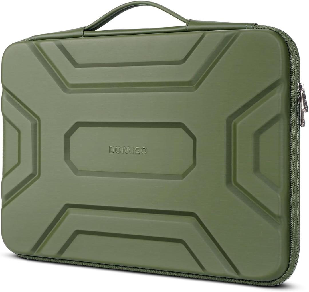DOMISO 17 inch Laptop Sleeve with Handle Shockproof Computer Bag Waterproof EVA Protective Carrying Case for 17.3" HP Dell Asus Lenovo Laptop, Green