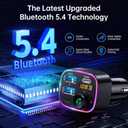 Syncwire Bluetooth 5.4 FM Transmitter Car Adapter 48W (PD 36W & 12W) [Light Switch] [HiFi Bass Sound] [Fast Charging] Wireless Radio Music Adapter LED Display Hands-Free Calling Support USB Drive, Black