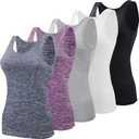 BQTQ 5 Pcs Basic Tank Tops for Women Undershirt Tank Top Sleeveless Under Shirts (Large, Black, White, Gray, Dim Navy, Dim Purple)