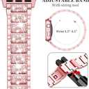 SUPOIX Compatible with Apple Watch Band 42mm + Case, Women Jewelry Bling Diamond Metal Bands & 2 Pack Protective Cover Cases for iWatch Series 3/2/1(Rose Pink/42mm)