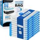 10 Jumbo Vacuum Storage Bags, Vacuum Seal Bags for Clothing Space Saver Compression Storage Bag with Hand Pump Extra Large for Clothing Travel Comforters Blankets Pillow Bedding Duvets Clothes