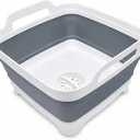 2.4 Gal(9L) Collapsible Dish Basin with Drain Plug, Space Saving Outdoor Multiuse Foldable Sink Tub, Dishpan, Kitchen Storage Tray for Camping, Vegetable Washing, RV (Gray)