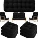Youyole 7 Pcs Wicker Chair Cushions Set, 44 x 19'' Outdoor Waterproof Loveseat Bench Cushion with 6 U Shaped Chair Cushions for Wicker Garden Porch Swing Furniture Seat Sofa Couch(Black)