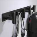 Wall Mounted Coat Rack-4 Hooks, Heavy Duty Stainless Steel Wall Hooks for Towel Coat Bag, Hat Rack Coat Hanger Coat Hooks Towel Racks for Bathroom Entryway Kitchen Hotel Office (Black, 1 Pack)