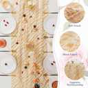 3 Pcs Gold Table Runners, 28In x 10 Ft Sheer Chiffon Tulle Cheesecloth with Glitter Metallic Foil, Golden Sequin Gauze Runner for Wedding, Birthday, Baby Shower, Anniversary Party Decor, Striped